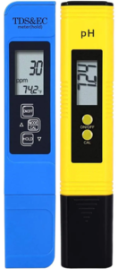 Meters for testing TDS and PH.